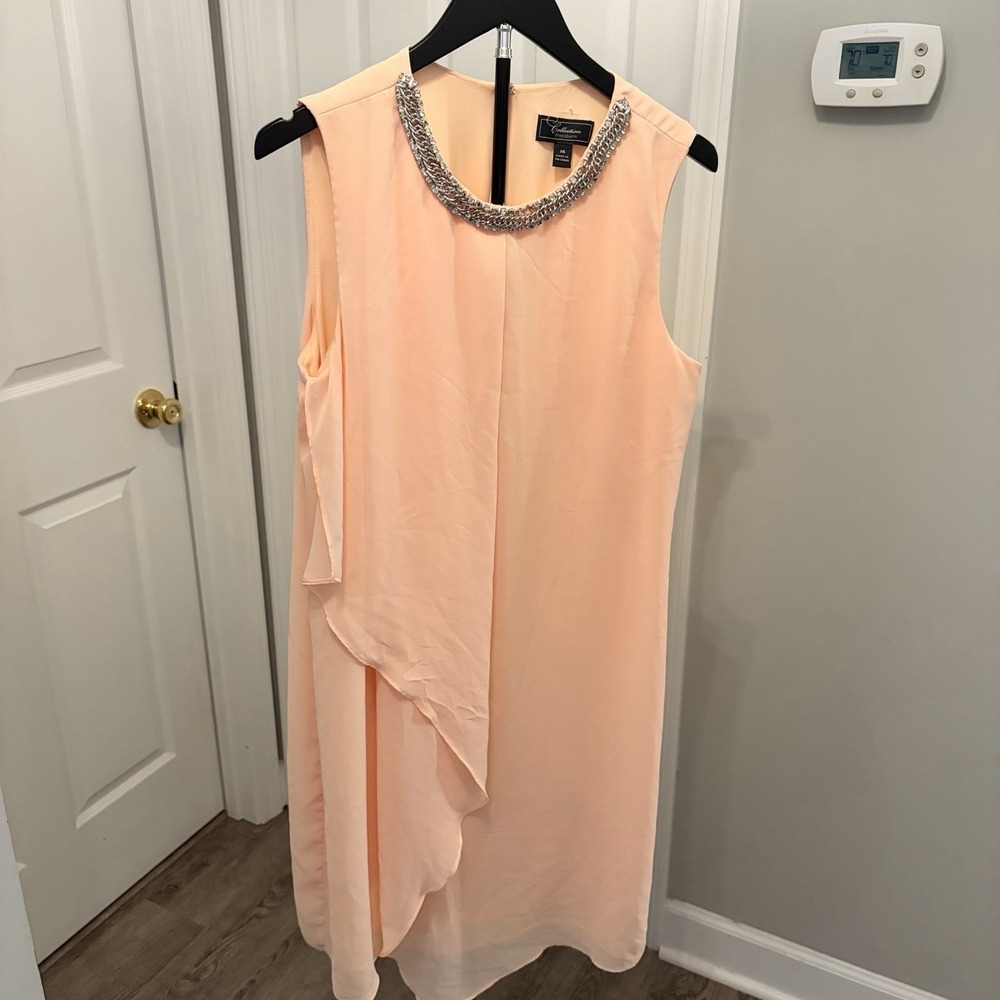 Collection Dress Barn Peach Chiffon Jewel Neckline Layer Needs Minor Repair